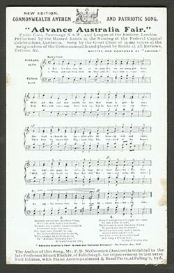 Music score for Advance Australia Fair