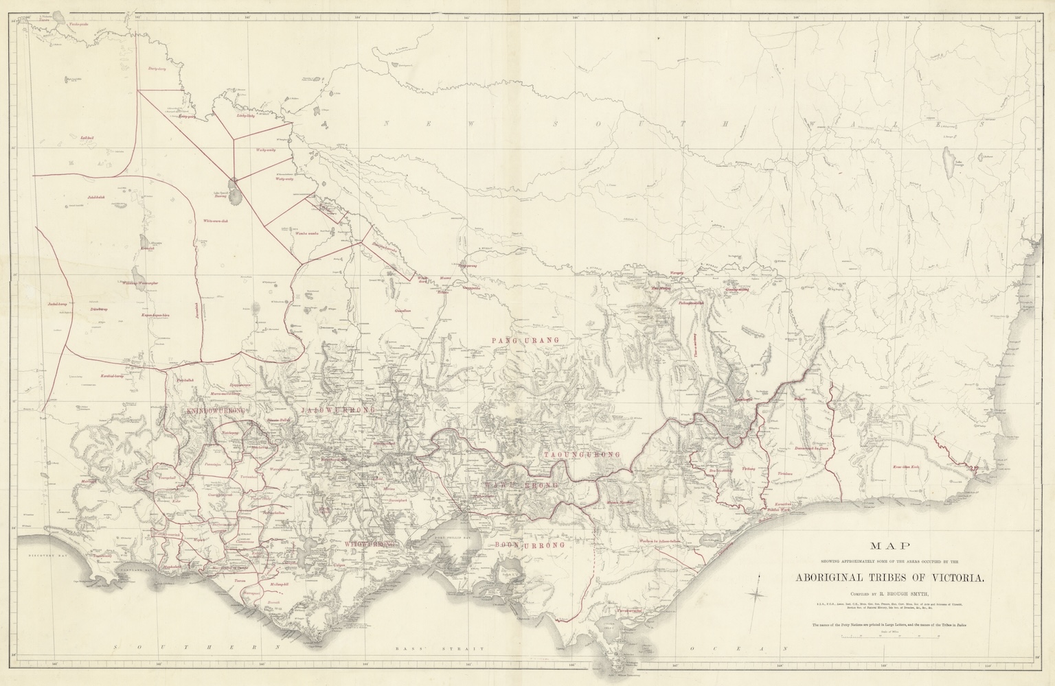 Map of Victoria showing areas where different First Australians tribes are