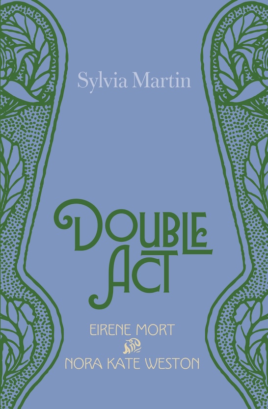 Cover of book 'Double Act' which fetures green patterns on a blue background