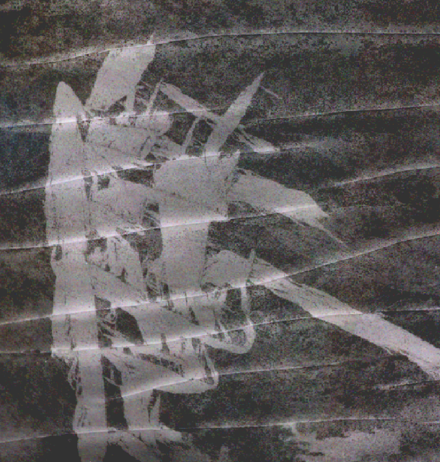 A black and white fire scar mark