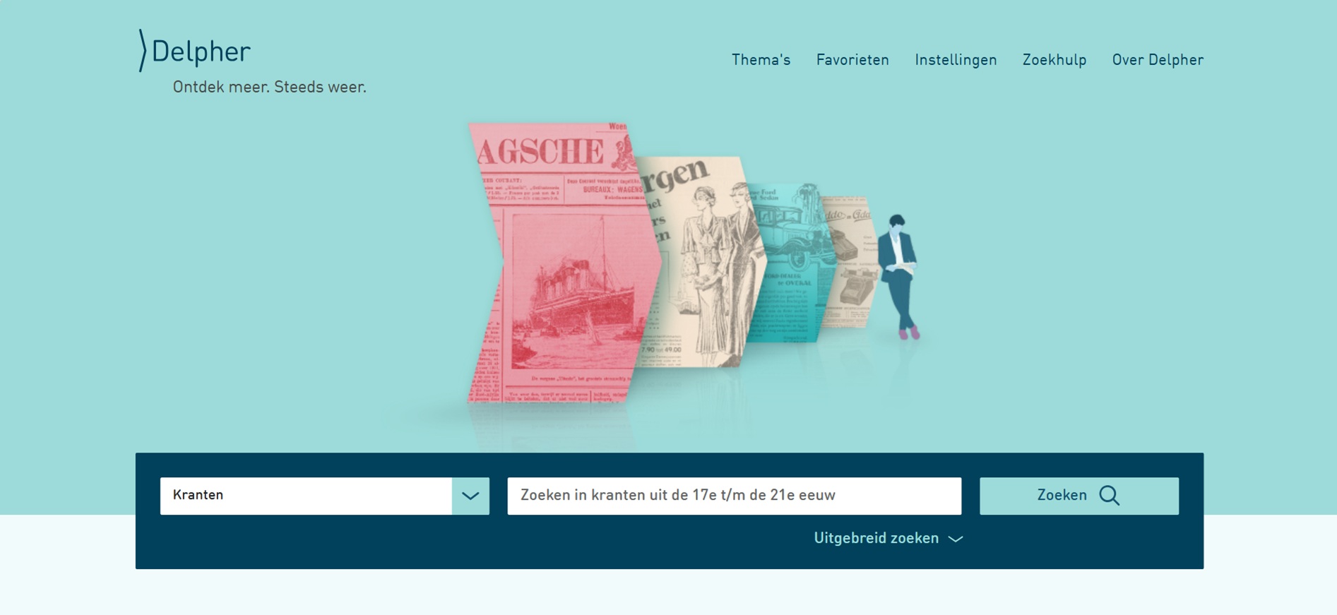 Screenshot of Delpher Homepage