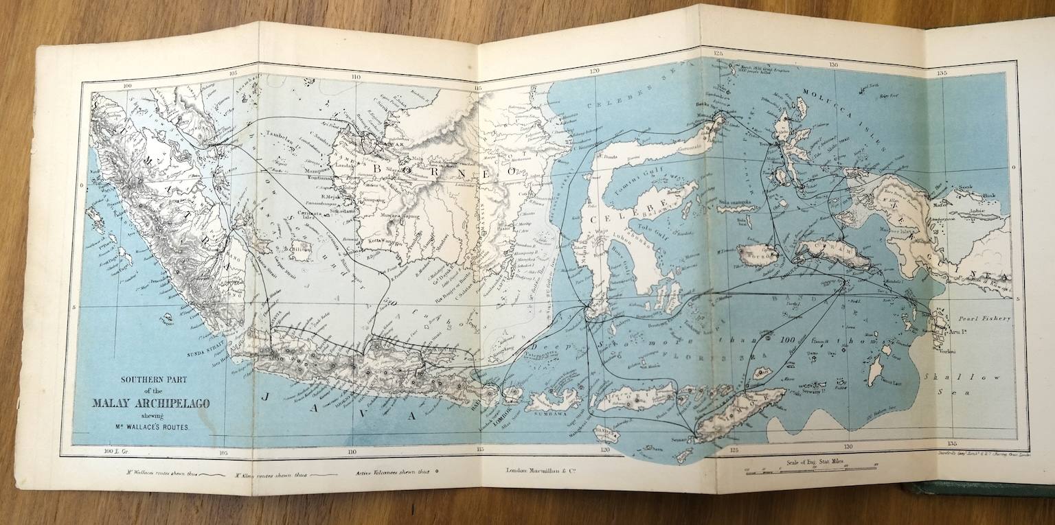 A white and blue map of the Malay Archipelago