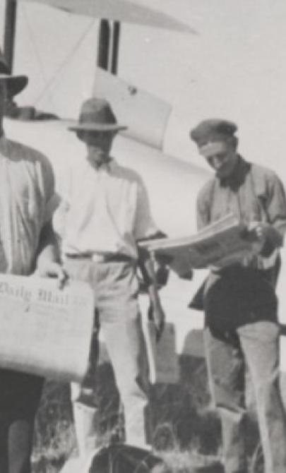 Arrival of the first newspapers to go by air to Normanton