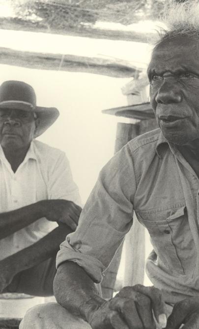 Vincent Lingiari and two other men seated