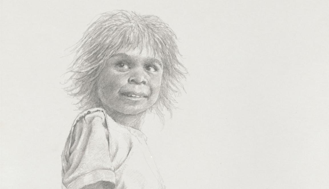 Drawing of a girl holding a tea caddy