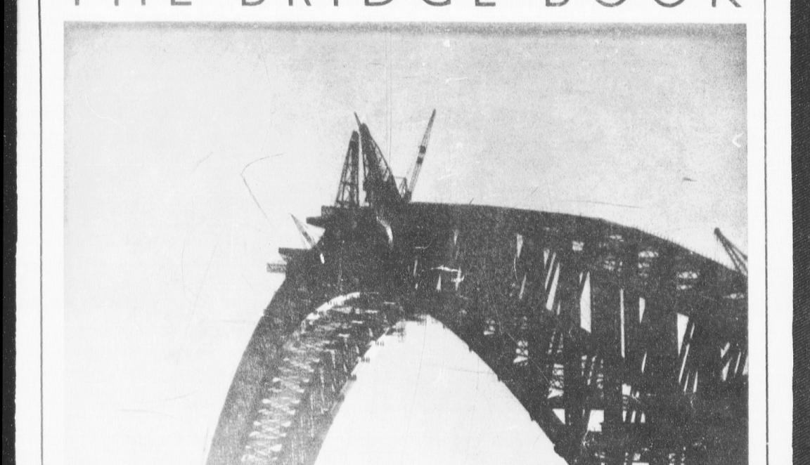 A book cover with a photograph of Sydney Harbour Bridge during its construction.