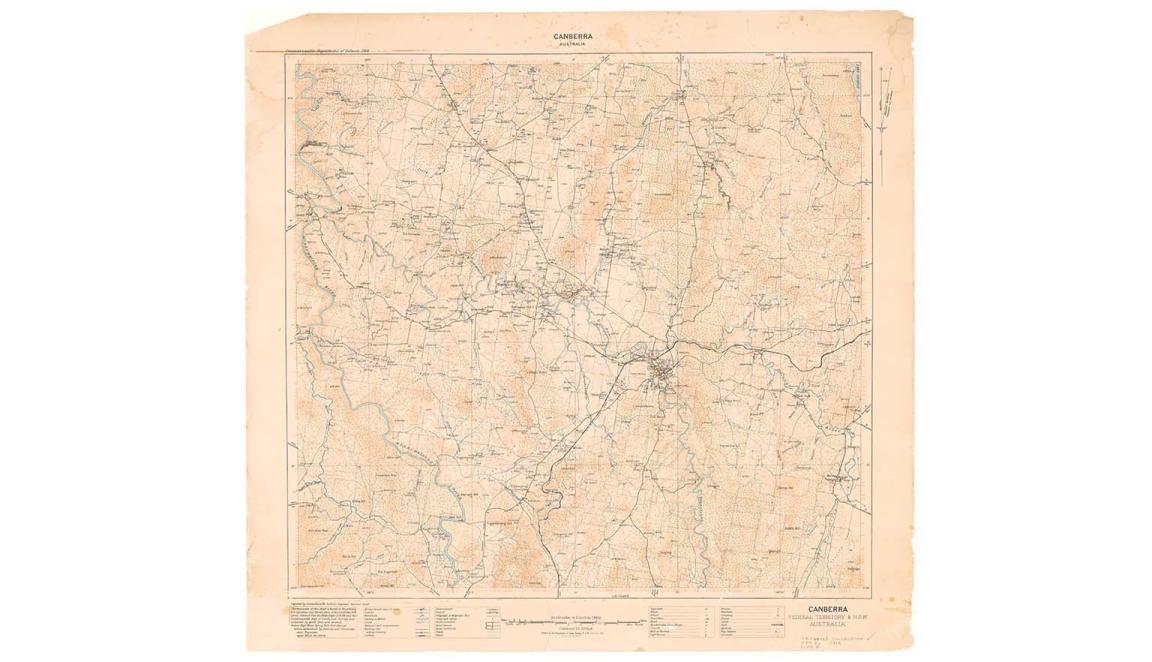 Topographic map of Canberra region and Queanbeyan