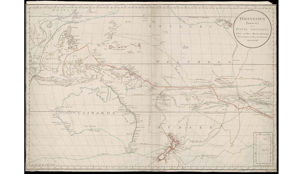 Close up of map showing northern Australia