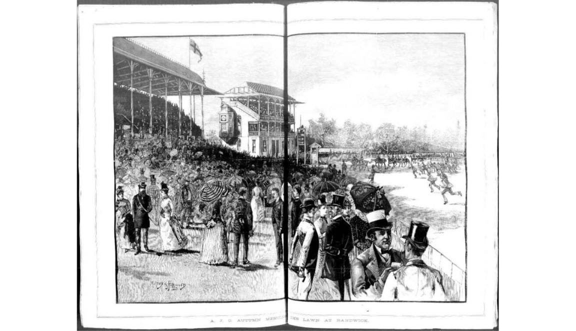 illustration of crowd at the races