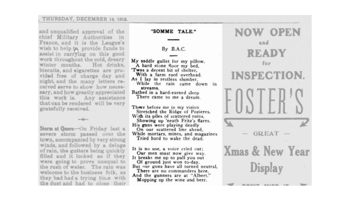 Somme Tale newspaper print