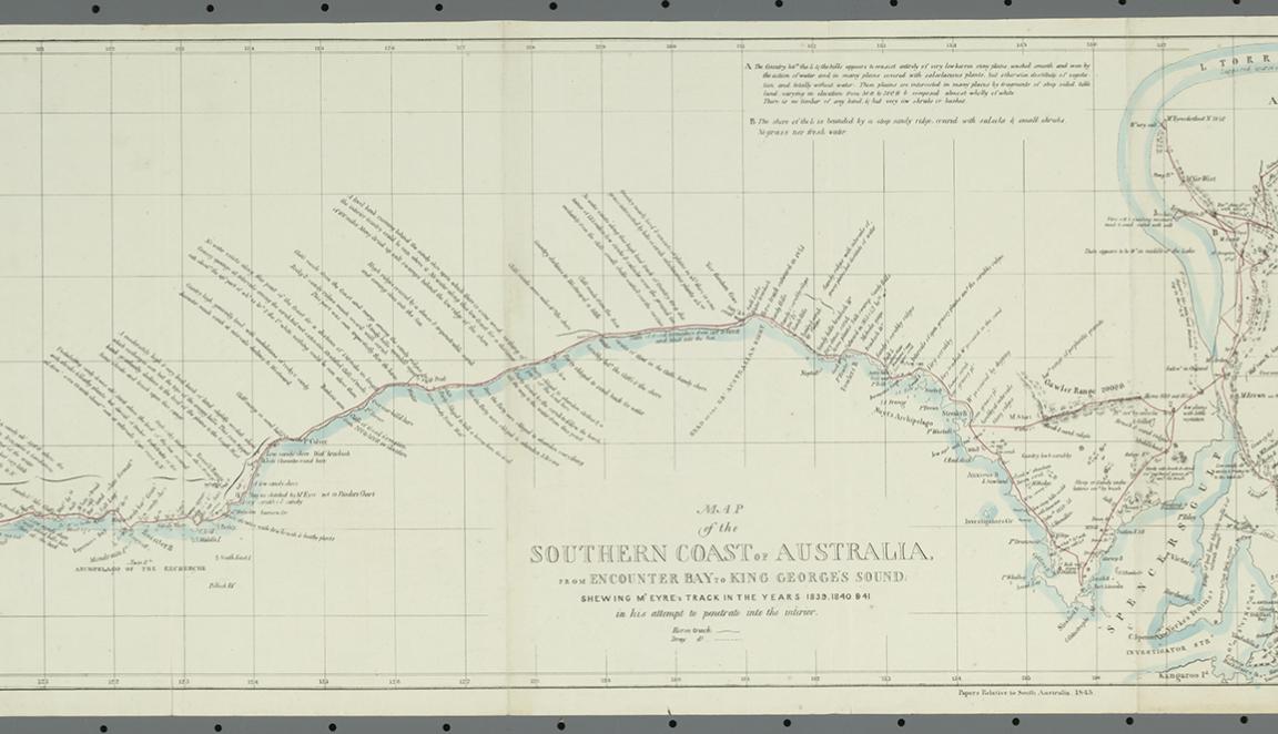 Detailed map of the southern cost of Australia with various annotations and notes