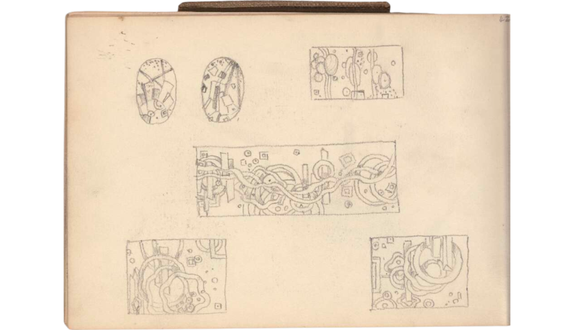Cubist-style abstract sketches done in pencil