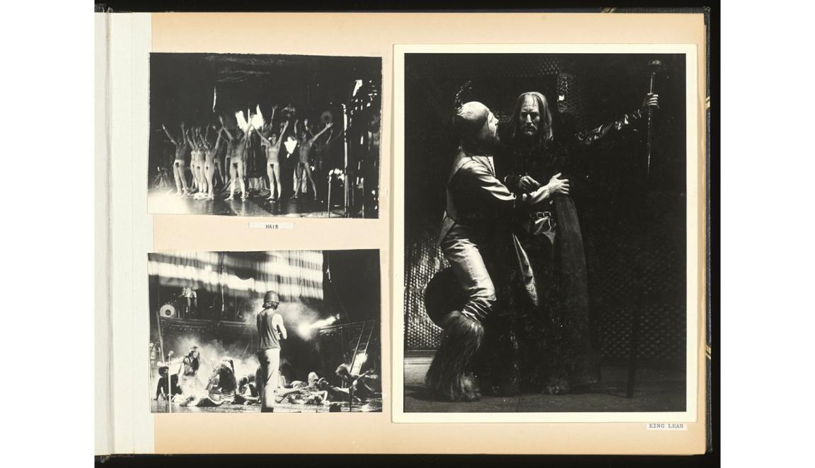 3 production photos from Hair and King Lear