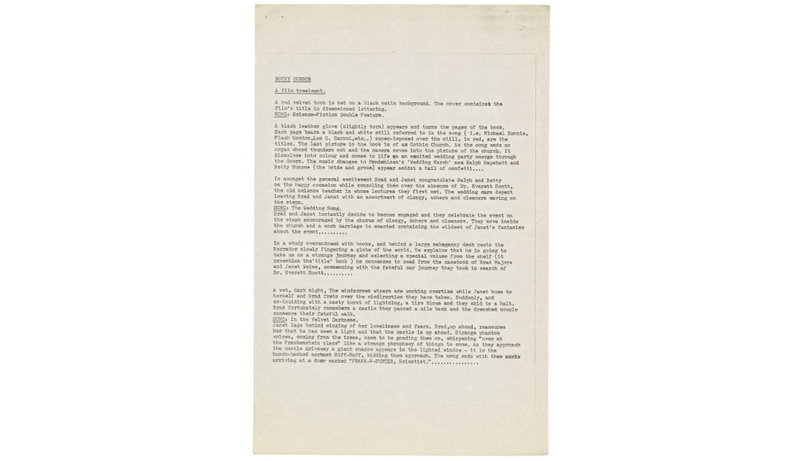 document with rocky horror picture show film treatment