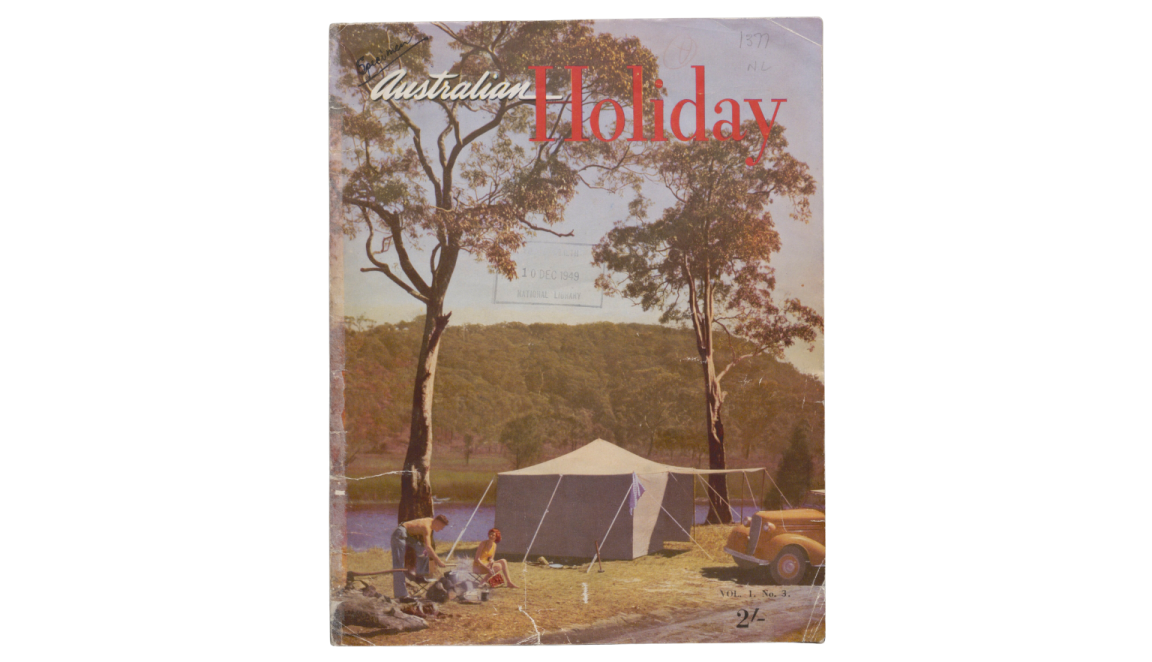cover of Australian holiday with a couple camping