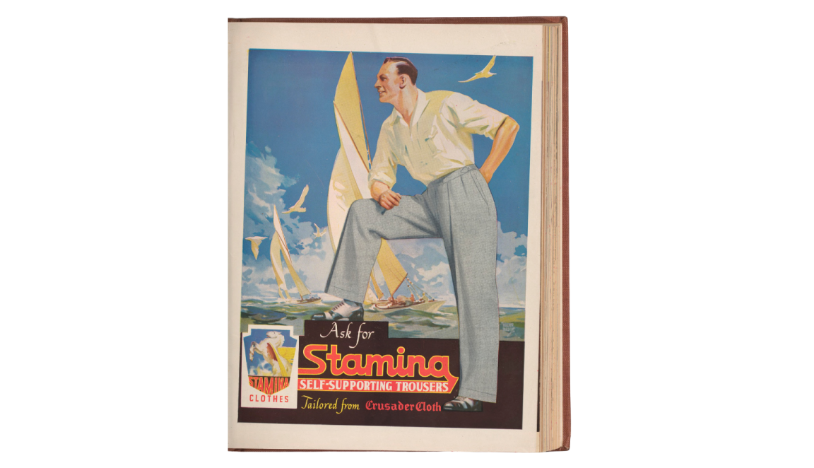 Ad for men's pants for travel