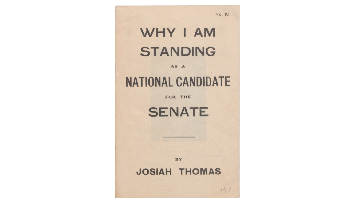 Pamphlet for Josiah Thomas