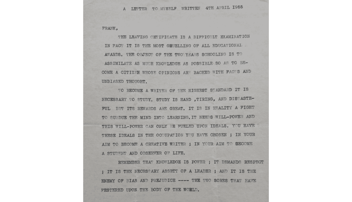Page of a letter written by a typewriter