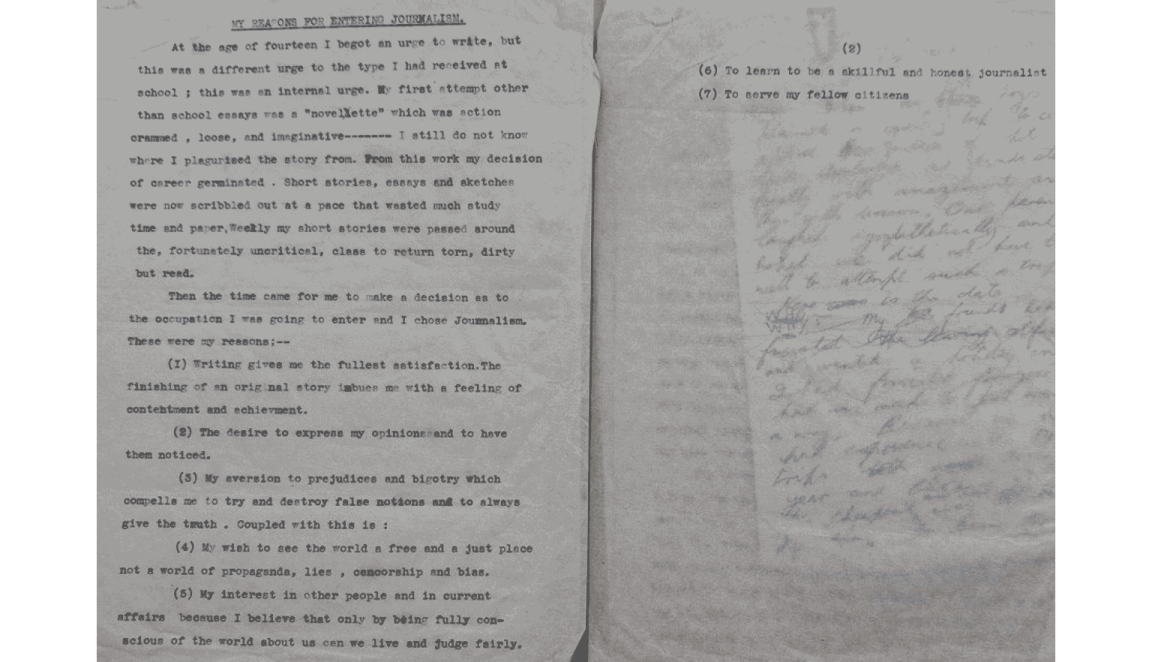 A letter written using a typewriter with black ink