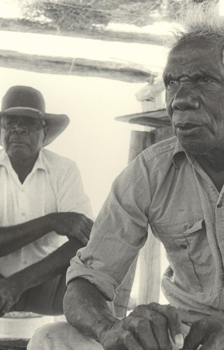 Vincent Lingiari and two other men seated