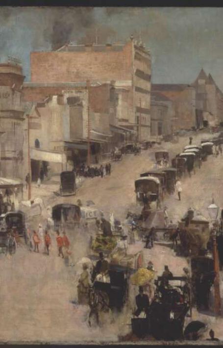 A streetscape of Bourke street, Melbourne. 