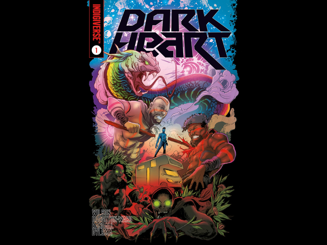 The book cover for ‘Dark Heart’ featuring characters from the story. 