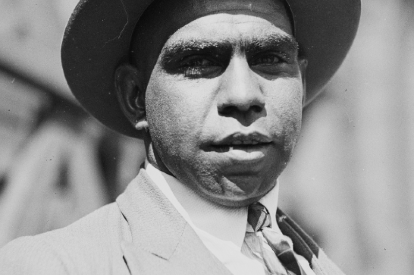 Black and white photo of Yorta Yorta man Sir Douglas Nicholls