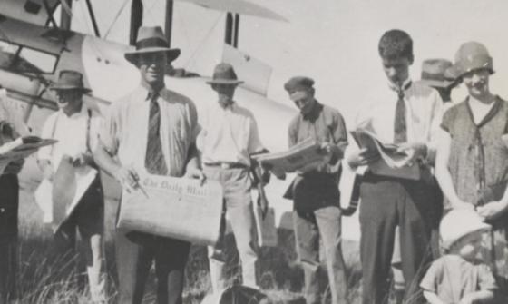Arrival of the first newspapers to go by air to Normanton