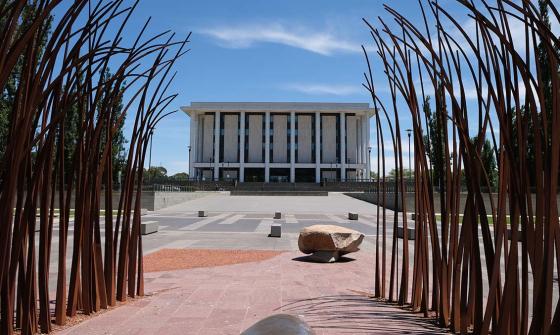 Front view of the National Library of Australia building