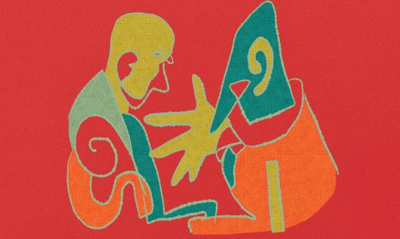 Abstract graphic illustration detail from the the front cover of the book 'Telling Lives'.