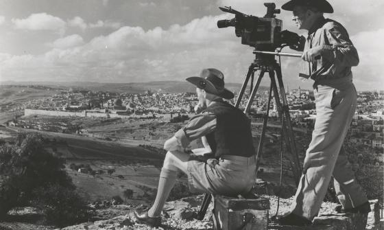 Frank Hurley and Masly Williams looking towards Jerusalem