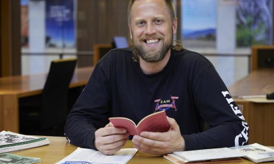 Special collections reading room Sam Wallman 2023 creative arts fellow