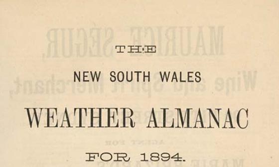 A sepia image of a weather almanac for 1894.