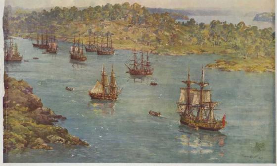 Painting of The First Fleet in Sydney Cove, 1788