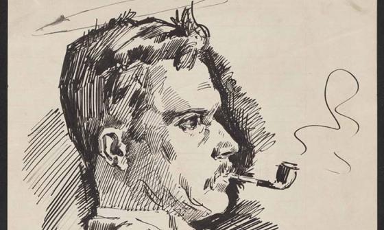sketch of a man smoking a pipe