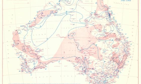 map showing the weather and climate rainfall of Australia