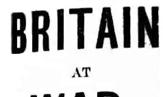 newspaper clipping saying 'Britain at War. Invasion of Belgium. Declaration by Germany.'