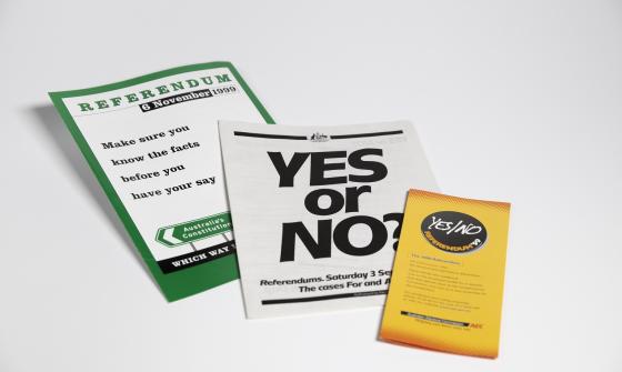 Three pieces of ephemera from the 2023 Referendum