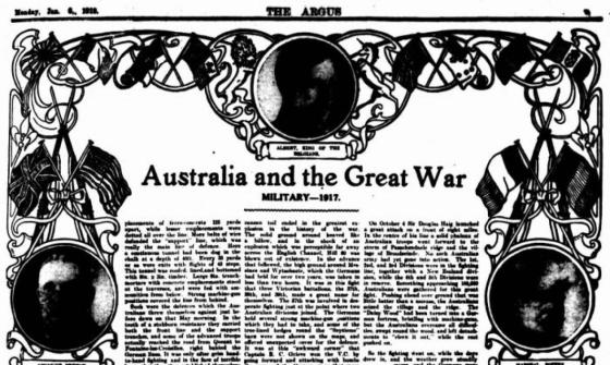 Australia and the Great War newspaper article