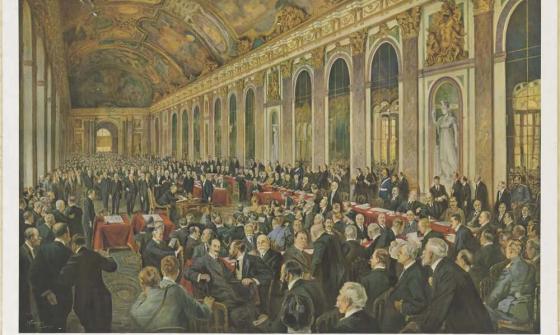 painting of the signing of the Treaty of Peace at Versailles, June 28th, 1919