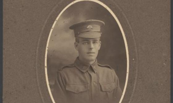 sepia portrait photo of a young soldier