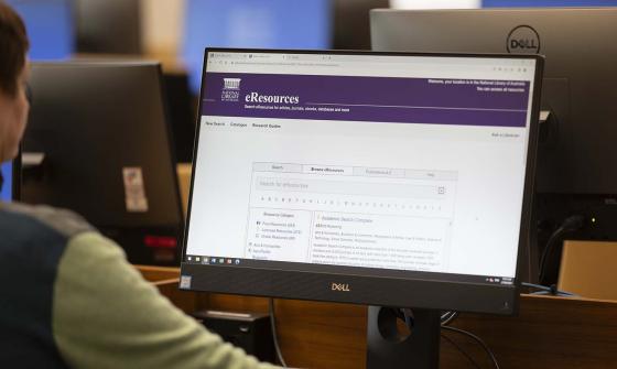 Computer screen showing eResources