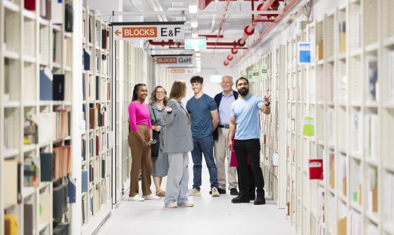 Group exploring the stacks