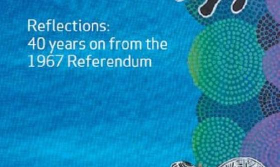  Blue book cover featuring Aboriginal art including hand prints and a turtle