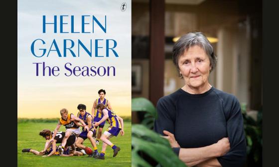 Photo of Helen Garner next to her new book The Season