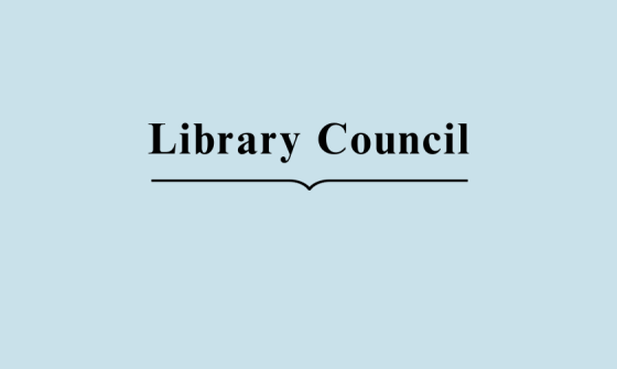 Black text reading 'Library Council' on a blue background