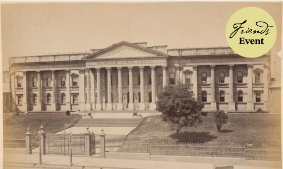 Sepia photo of the Melbourne Public Library building