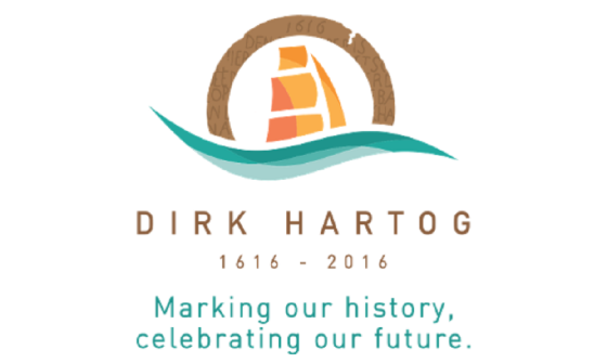 Logo saying Dirk Hartog, 1616-2016, Marking our history, celebrating our future