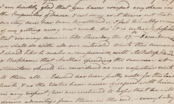 Letter from Jane Austen to her sister Cassandra, 11 June 1799