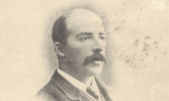 Hand drawn picture of a smartly dressed middle aged man with a moustache